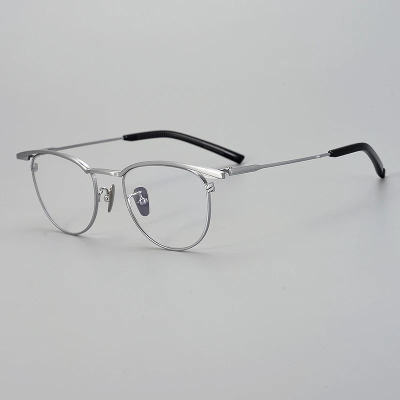 Aimee Unisex Full Rim Brow Line Oval Titanium Eyeglasses 19155 - Lightweight Durable Frame for Men & Women - Perfect for Reading, Working & Fashion Accessories
