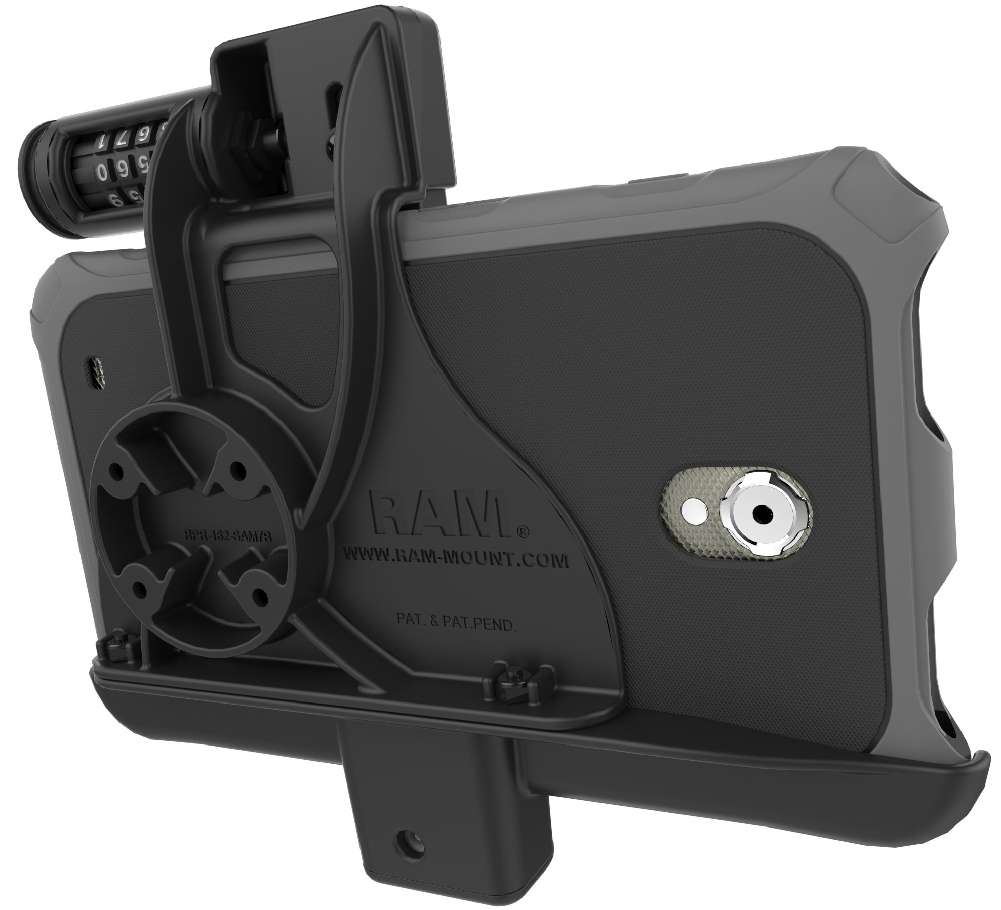 RAM-HOL-SAM7PCLU 三星Galaxy Tab Active2 车载支架 带密码锁 防震防滑 适用于卡车、叉车、工程车等移动设备固定
