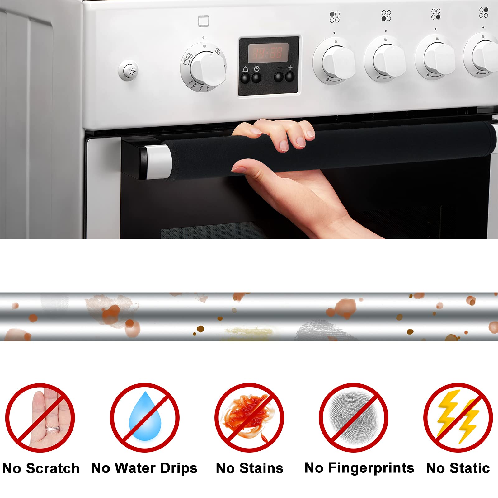 6-Pack Washable Refrigerator Door Handle Covers - Anti-Slip Kitchen Appliance Protectors for Fridge, Oven, Microwave & Dishwasher - Prevent Fingerprints & Food Stains (Perfect for Modern Kitchens & Home Organization)