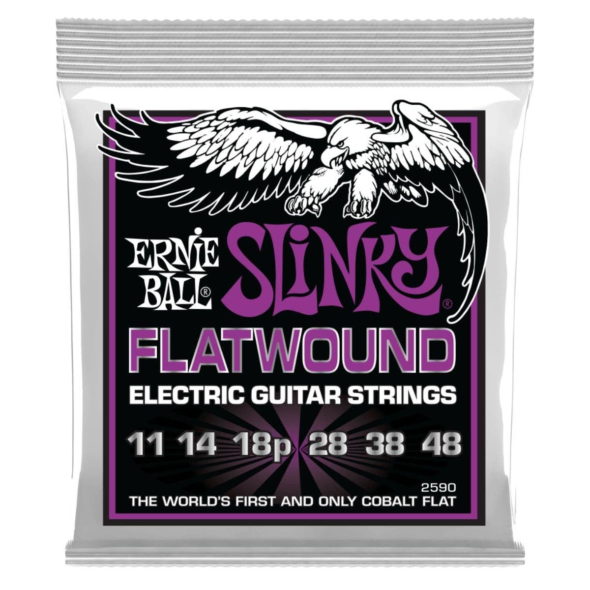 Ernie Ball Power Slinky Flatwound Electric Guitar Strings 11-48 Gauge (P02590) | Smooth Playability & Warm Tone for Jazz, Blues & Rock | Perfect for Studio Recording & Live Performances