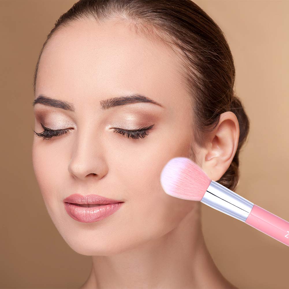5-Piece Premium Makeup Brush Set - Synthetic Foundation, Eyeshadow & Concealer Brushes for Beginners | Essential Cosmetic Tools with Travel Pouch (Ideal for Daily Makeup, Travel & Professional Use) - Pink