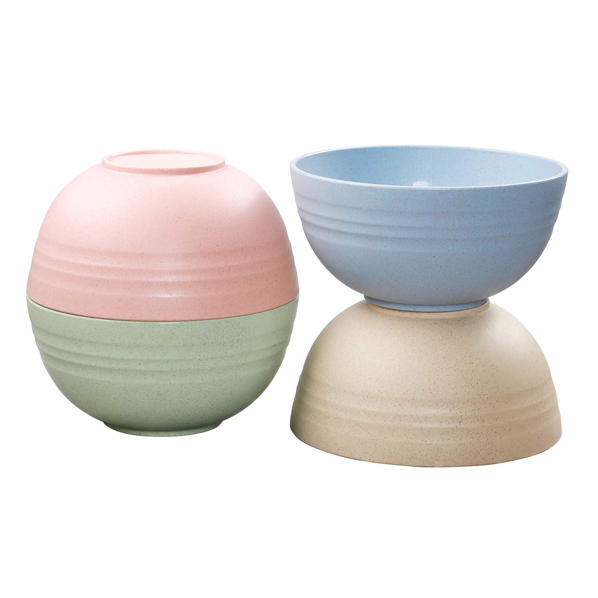 Durable Wheat Straw Fiber Cereal Bowls Set of 4 - 24oz Unbreakable, Microwave & Dishwasher Safe Bowls for Breakfast, Soup, Rice - Eco-Friendly Lightweight Tableware for Home, Office & Outdoor Use