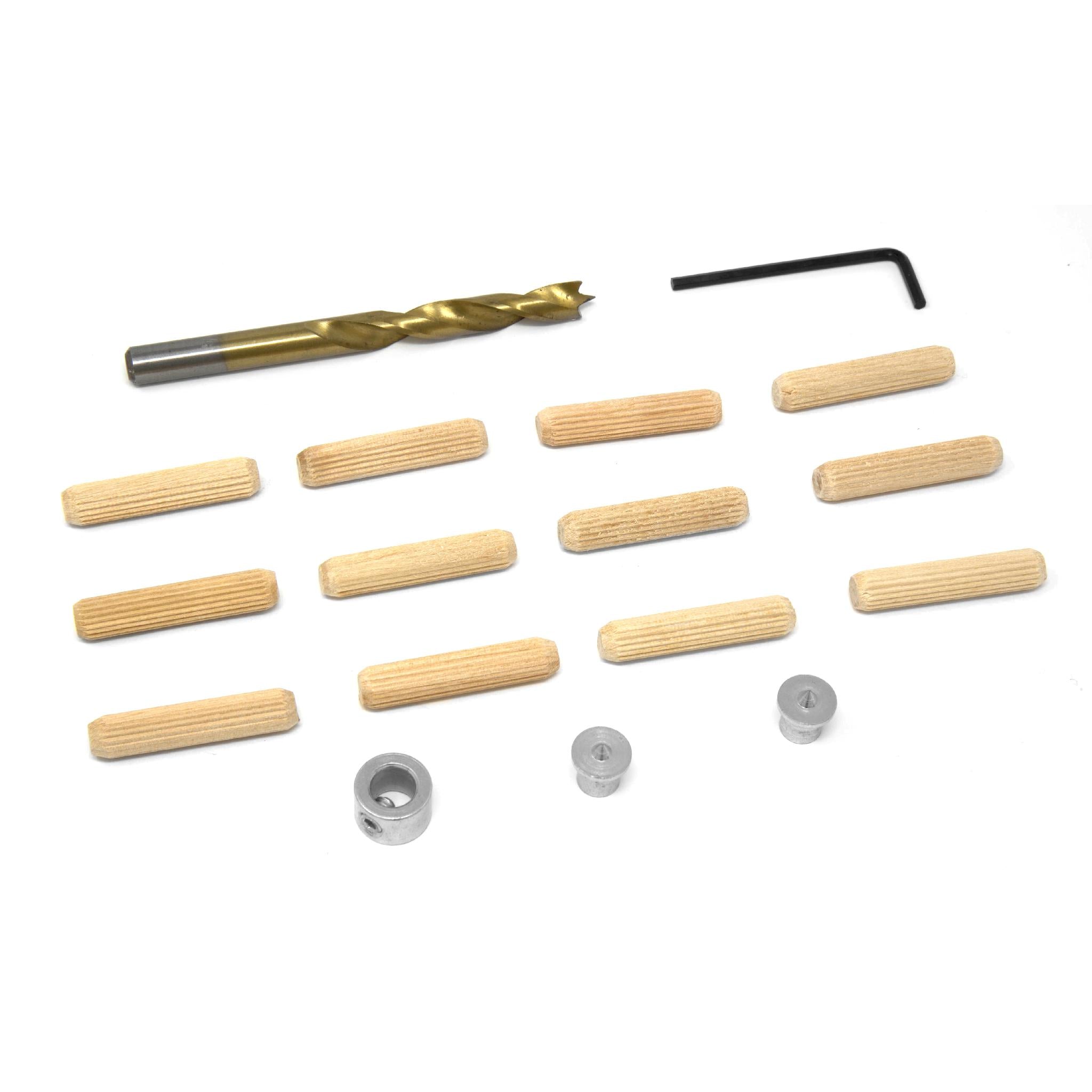 WEN JN516D 5/16 Inch Wooden Doweling Kit with Drill Bit, Stop Collar & Fluted Birch Wood Dowels - Perfect for Woodworking, Furniture Assembly & DIY Projects