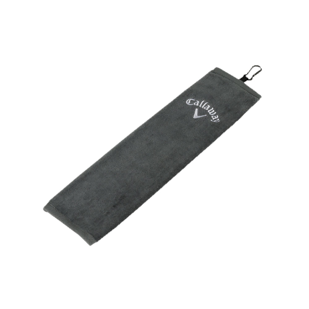 Callaway Tri-Fold Grey Golf Towel - Premium Microfiber Golf Towel for Absorbing Sweat & Cleaning Clubs - Perfect for Golfers on the Course or Driving Range