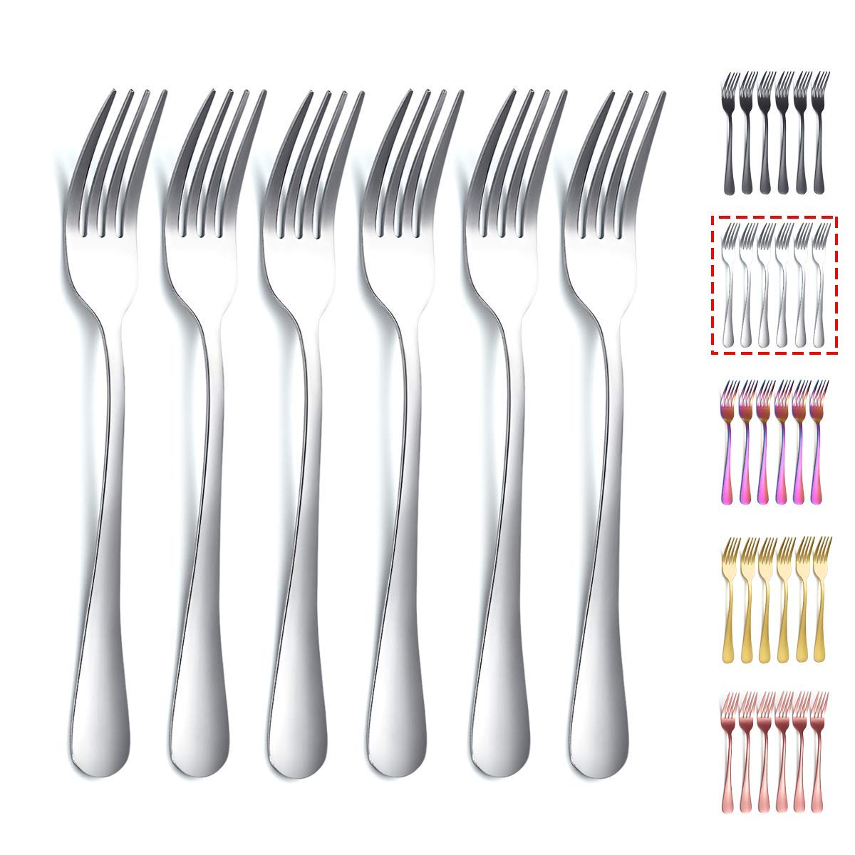 Premium Kyraton 6-Piece Stainless Steel Dinner Forks Set - 8.17 Inch Elegant Silverware for Fine Dining, Restaurants & Home Entertaining