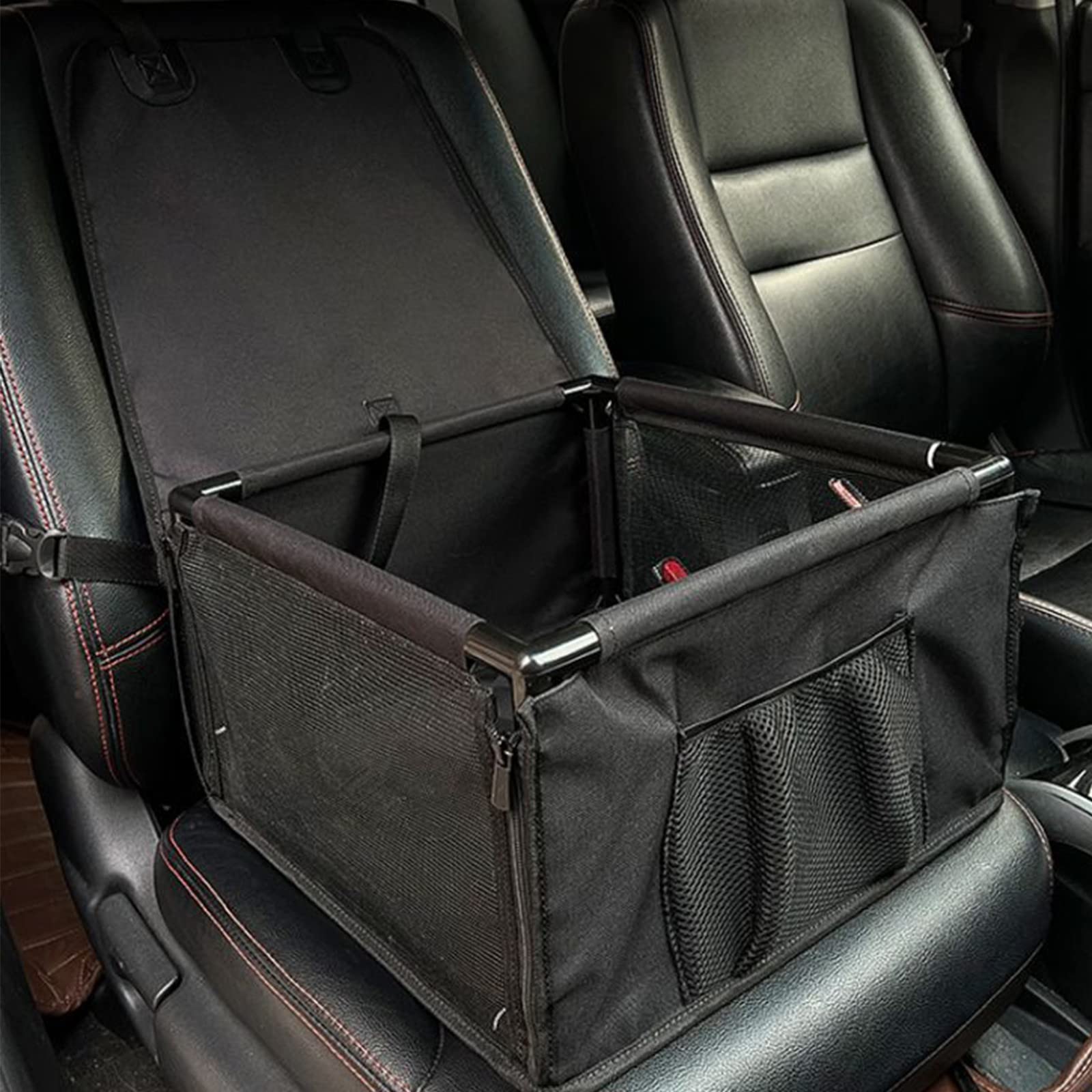 **Waterproof & Breathable Mesh Small Dog Car Seat - Foldable Pet Car Basket & Pad for Small Pets, Black - Perfect for Travel, Road Trips & Daily Commutes**