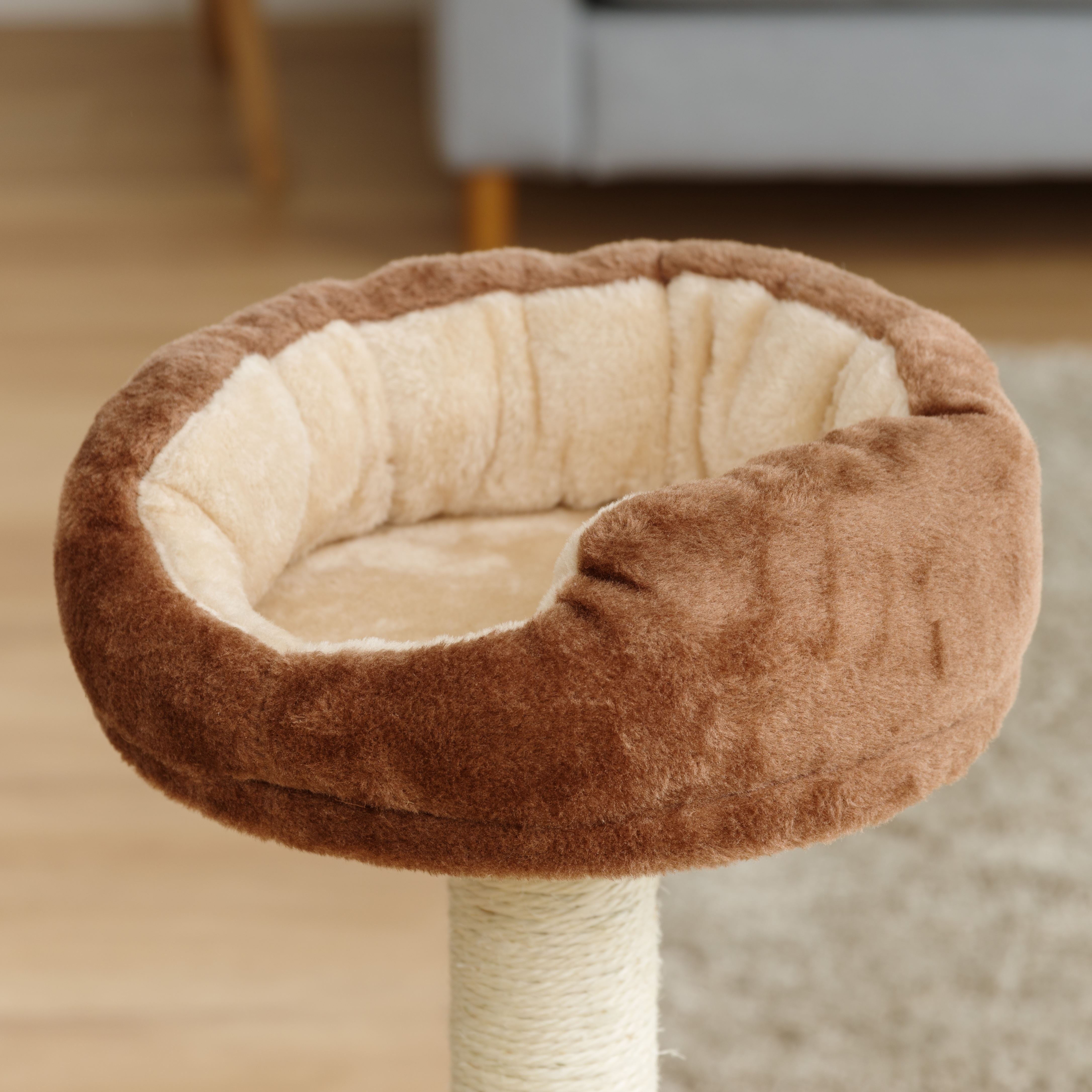 Premium 3-Tier Beige Cat Tree with Scratching Posts - Cozy Perch for Indoor Cats to Play, Climb & Relax