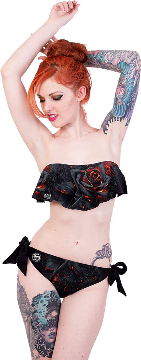 Spiral Burnt Rose Allover Flapover Bikini Swimsuit - XL Size Women's Two Piece Bathing Suit for Beach Vacation & Pool Party