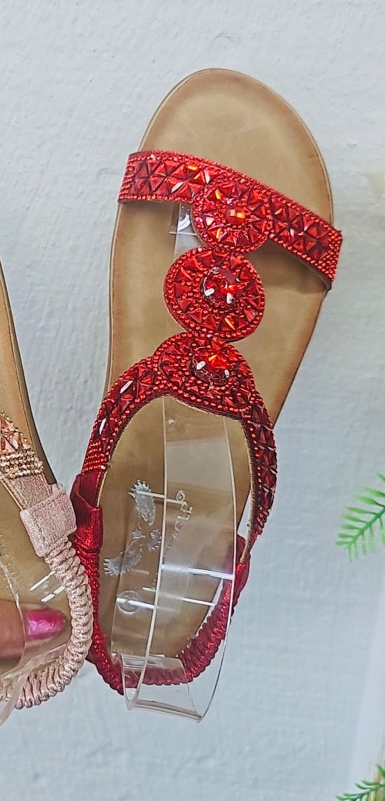 Ruby Red Sandals for Women | Comfortable Summer Beach Shoes | Perfect for Outdoor Walking, Vacation & Casual Wear