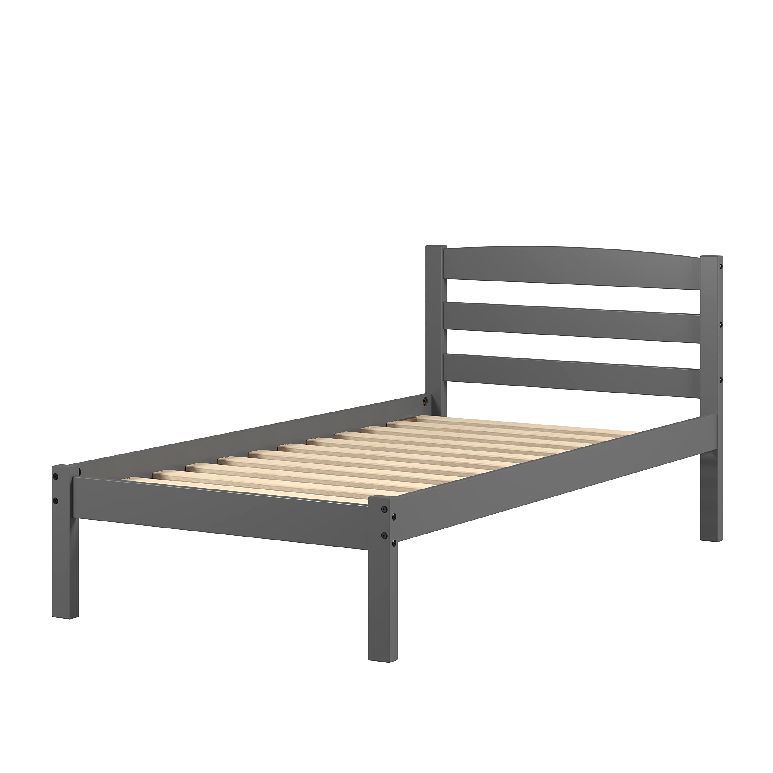 Donco Kids Twin Econo Bed Frame - Dark Grey Wood Finish for Toddler & Kids Bedroom Furniture - Perfect for Small Spaces & Sleepovers