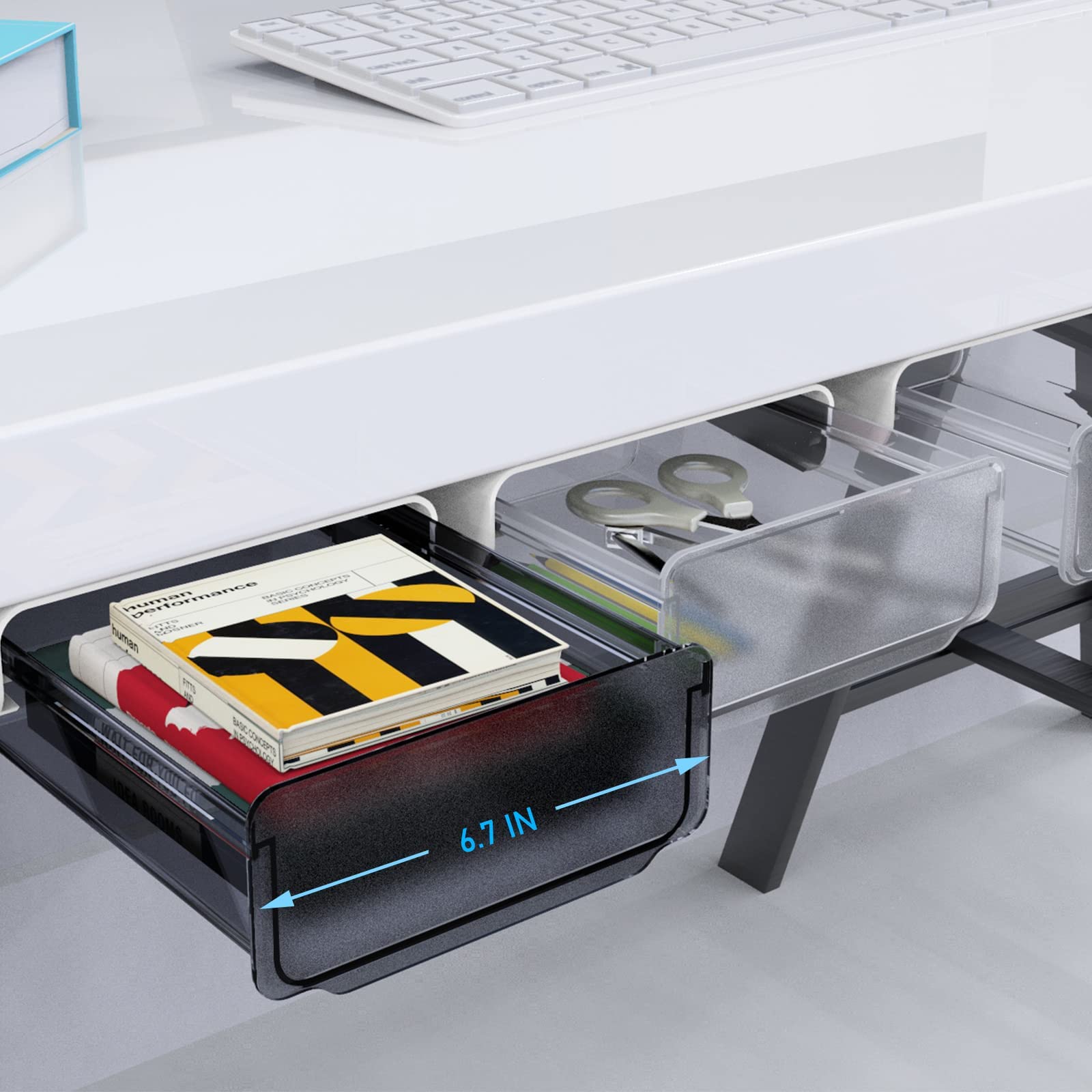 Under Desk Drawer Organizer - Self-Adhesive Slide-Out Storage for Office & School Supplies | No Drill Installation | Perfect for Home Office, Dorm Room & Workspace Organization