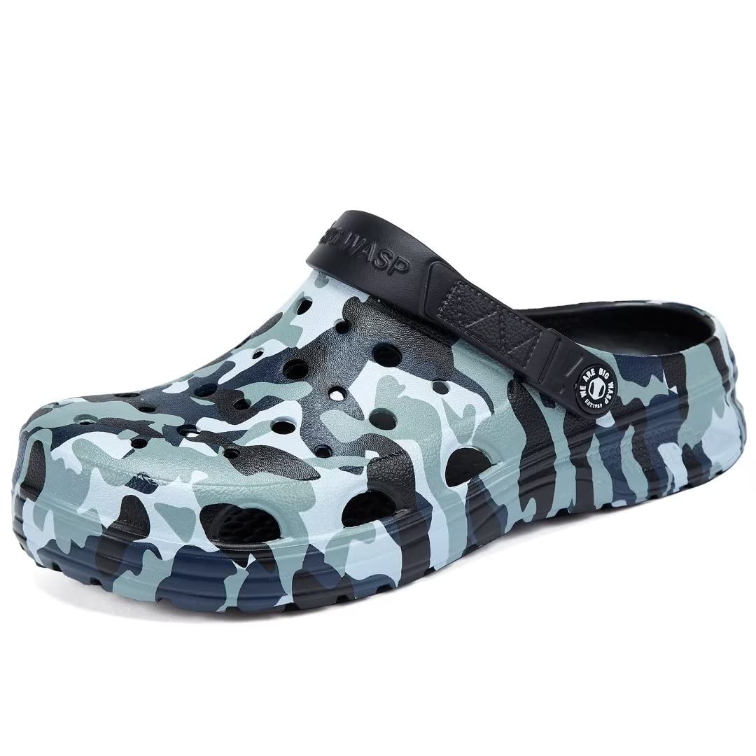 Big WASP Kids Boys & Girls Camouflage Clogs - Non-Slip Waterproof Beach Shoes for Children | Perfect for Pool, Beach, and Outdoor Play