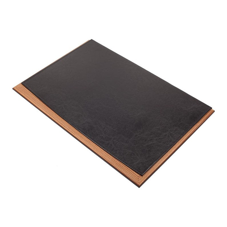 Premium MOOG Leather Desk Pad with Wood Base - Green Leather Office Desk Protector for Writing, Typing & Mouse Use - Perfect for Home & Office Workspace
