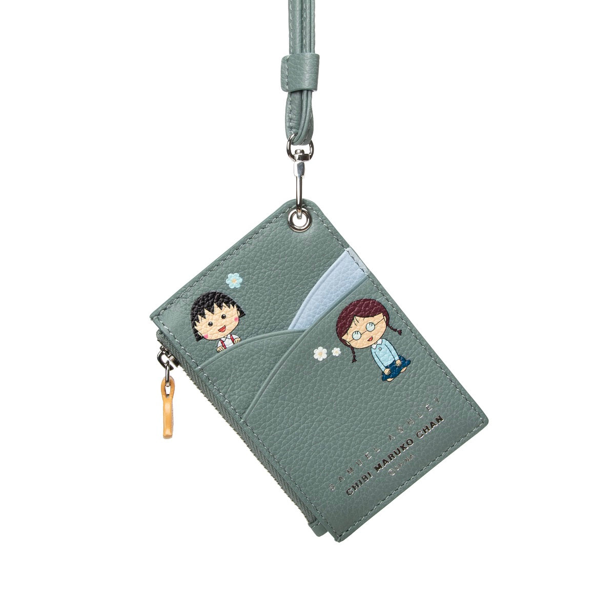 Samuel Ashley x Chibi Maruko Chan Genuine Leather ID Badge Holder - Cute Anime Style for Work, School, Convention & Cosplay Accessories