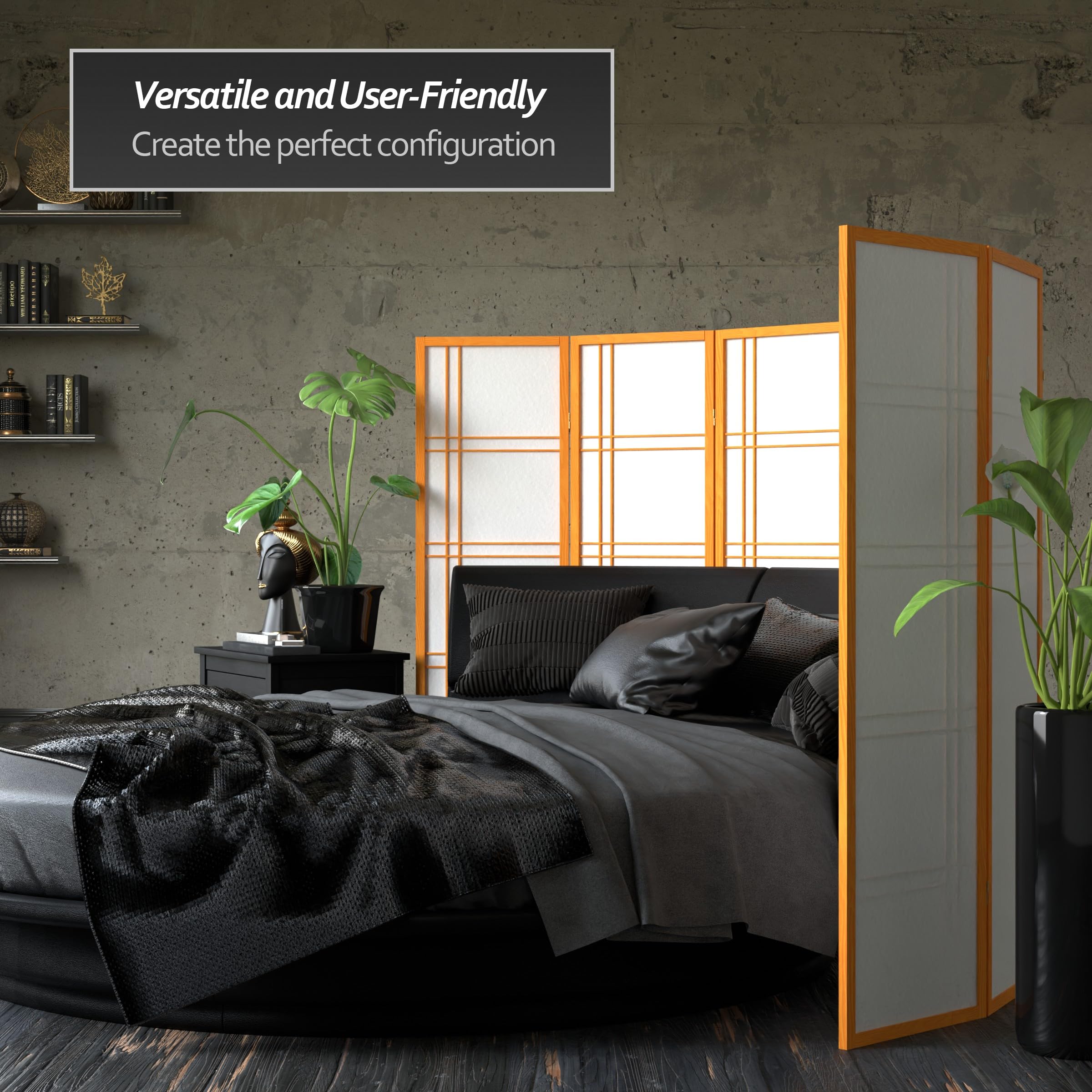 Red Lantern DC60-HON-5P 5-Panel Honey Room Divider - Traditional Asian Style Folding Screen for Home Decor, Office Partition & Event Backdrop