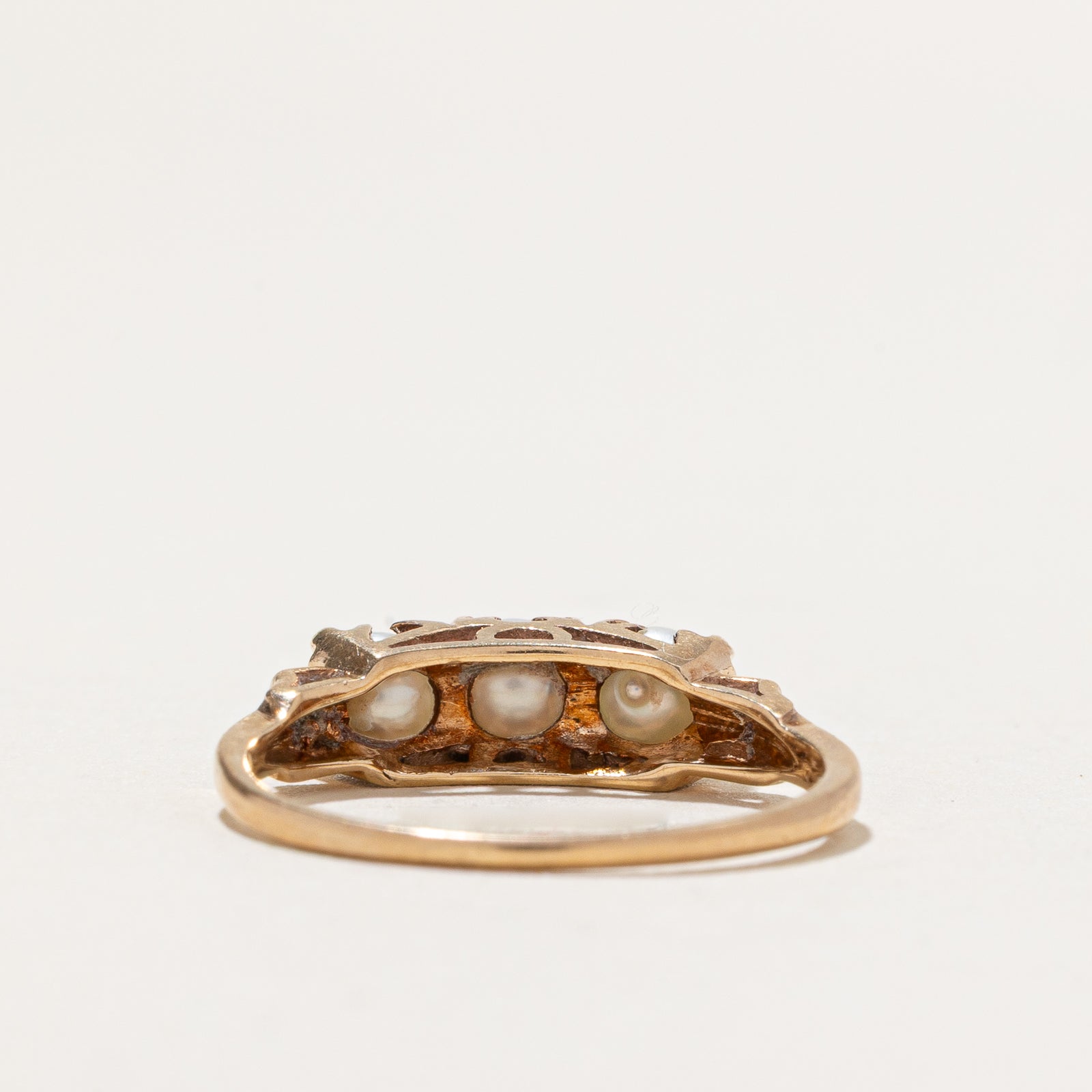 Three Stone Pearl Ring - Size 6.75 | Elegant Pearl Jewelry for Women | Perfect for Weddings, Anniversaries & Special Occasions