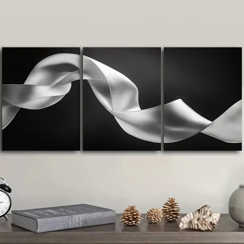 3-Piece 'A Ribbon of Light in Dark Background' Framed Canvas Wall Art Set - 40x60cm High Quality Print | 100% Australian Made | Ready to Hang | Perfect for Living Room, Bedroom & Office Decor