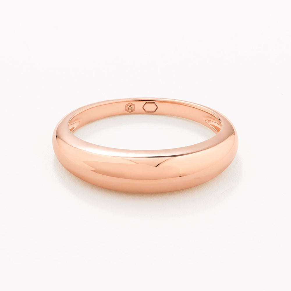 Rose Gold Slim Curve Dome Ring - Elegant Minimalist Jewelry for Women - Perfect for Everyday Wear, Parties & Special Occasions