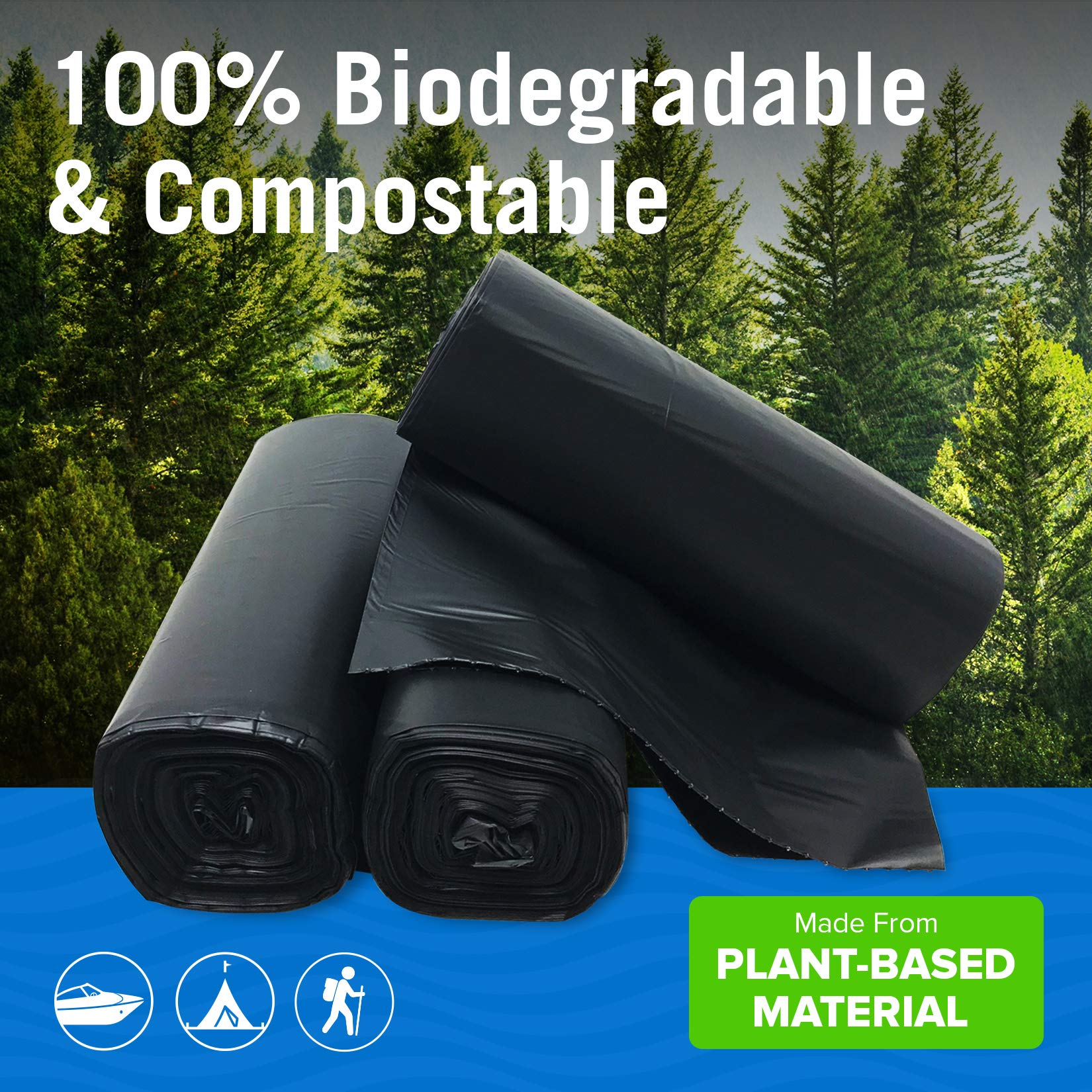 45 Pack Biodegradable 5 Gallon Portable Toilet Bags - Eco-Friendly Human Waste Bags for Camping, Boating, RV & Outdoor Adventures - Fits Standard Bucket Seats - Ideal for Emergency, Travel & Off-Grid Living
