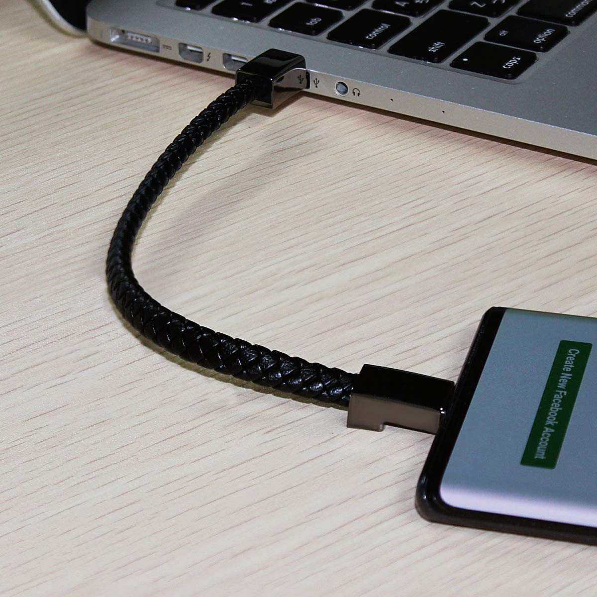 Braided Leather Bracelet USB Charging Cable - Portable Travel Charger for iPhone 14/13/12/11 Pro/XS MAX - Stylish & Durable Charger for Men & Women - Perfect for Travel, Work & Outdoor Activities