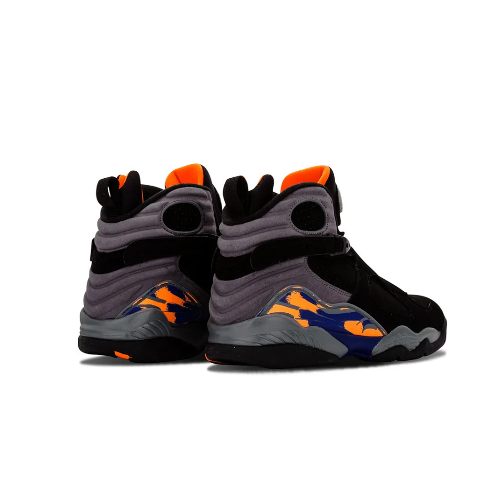 Air Jordan 8 Retro Men's Basketball Shoes - Black/Bright Citrus/Cool Grey/Deep Royal Blue - Phoenix Suns Colorway | Perfect for NBA Games, Streetwear & Sneaker Collectors