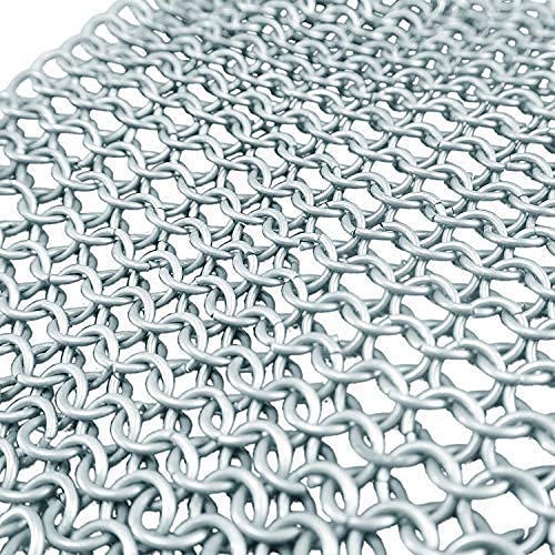 Premium Stainless Steel Chainmail Scrubber for Cast Iron Skillets, Pans & Dutch Ovens - 3.9
