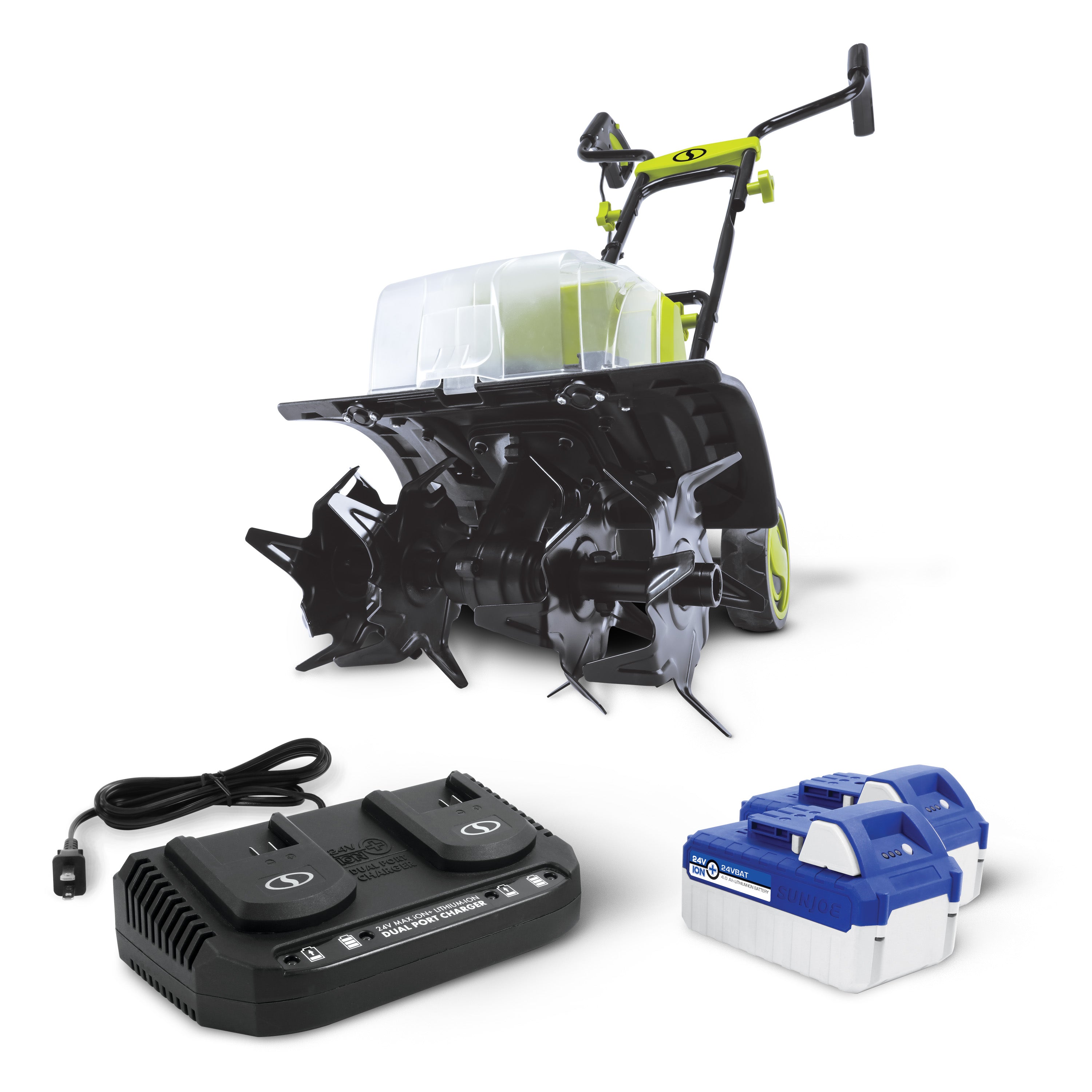 Sun Joe 48V IONMAX Cordless Garden Tiller & Cultivator Kit with 2 x 4.0Ah Batteries & Fast Charger - Perfect for Home Gardening, Lawn Aeration & Soil Cultivation