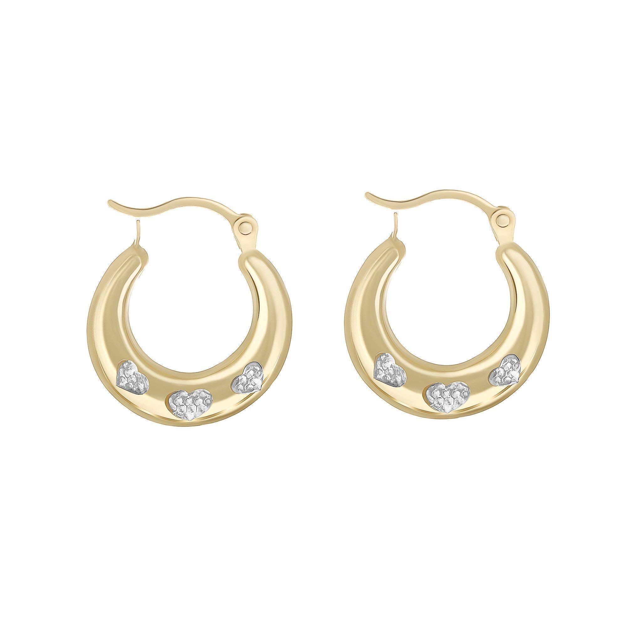 Two Tone Hoop Earrings - 14k Gold Plated Women's Jewelry for Everyday Wear | Elegant Dangle Earrings for Work, Date Night & Special Occasions