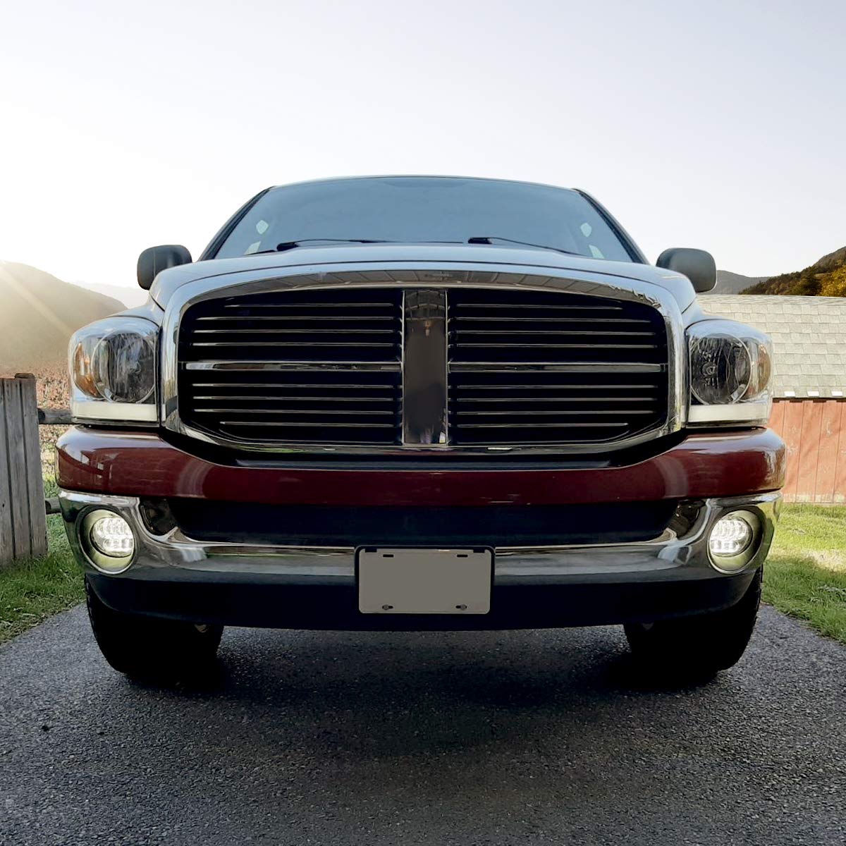 Upgraded LED Fog Lights for Dodge Ram 1500 2500 3500 (2002-2008) & Durango (2004-2006) - Chrome Pair for Driver & Passenger Side - Enhanced Visibility for Off-Roading & Night Driving