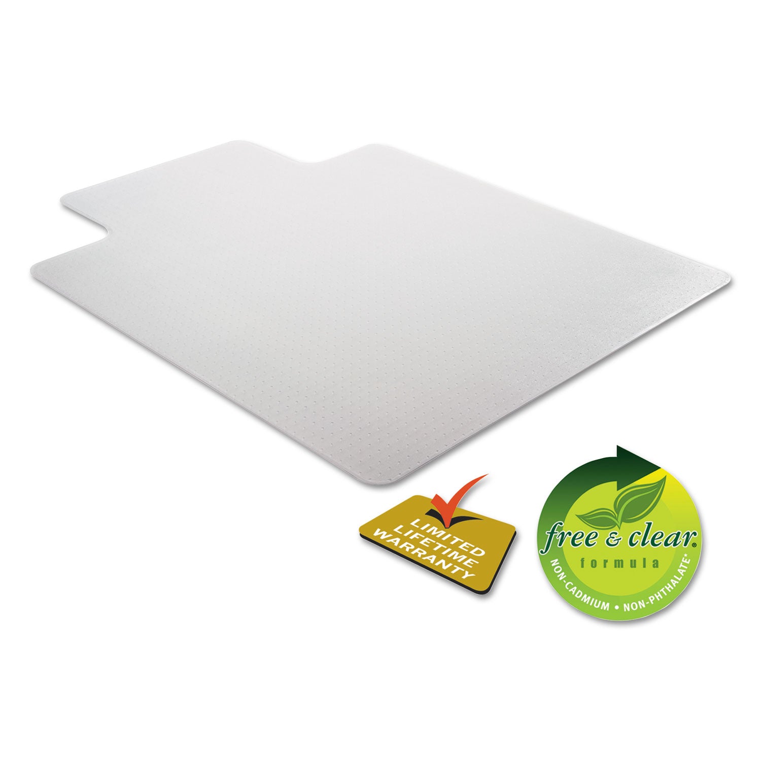 Alera® Clear Studded Chair Mat for Flat Pile Carpet - 36