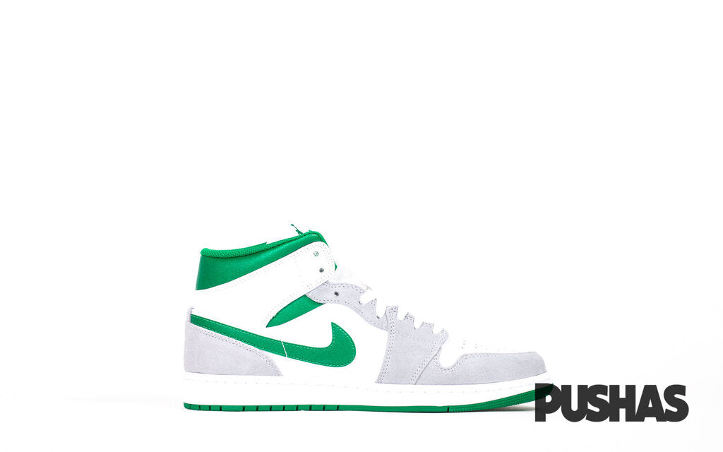 Air Jordan 1 Mid 'Grey Pine Green' Sneakers - Men's Basketball Shoes for Casual Wear & Street Style Fashion - Perfect for Sports, Gym, and Everyday Outfits