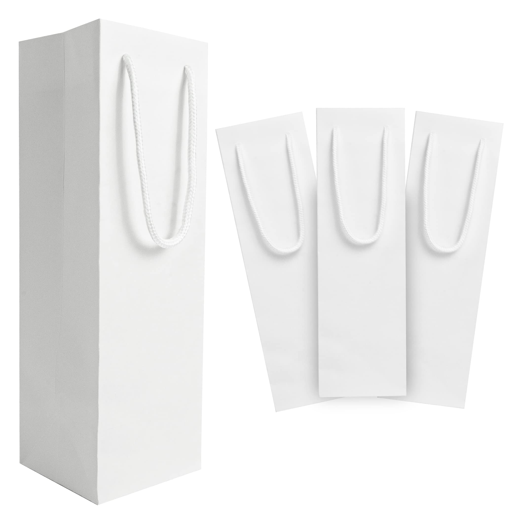 Premium Off-White Wine Gift Bags - 4x4x13 Inches (60 Pack) - Elegant Tall Wine Bottle Packaging for Weddings, Parties & Corporate Gifts