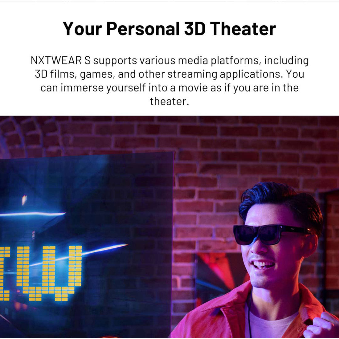 TCL RayNeo NXTWEAR S XR Smart Glasses - AR/VR Glasses for Gaming, Movies & Work - Lightweight Wearable Display with 1080P HD & 3D Viewing Experience