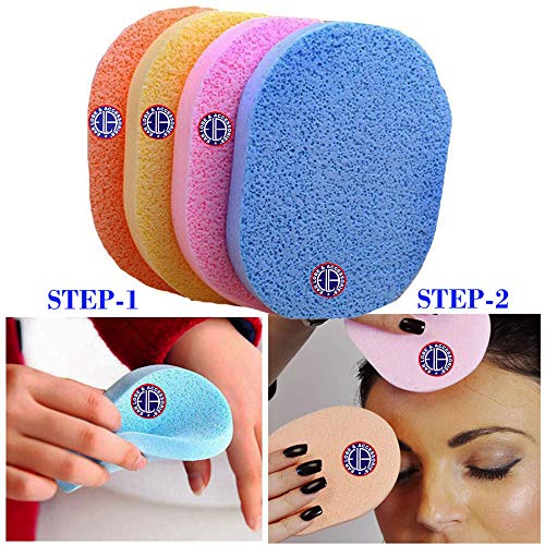 Ear Lobe & Face Sponge Combo Pack - 1 Powder Puff Sponge for Dry/Wet Use + 1 Premium Face Sponge | Makeup Blending & Skin Care Essentials for Daily Beauty Routine