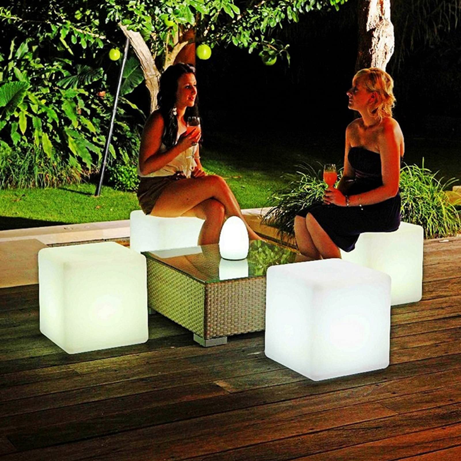Rechargeable LED Cube Stool 15.75