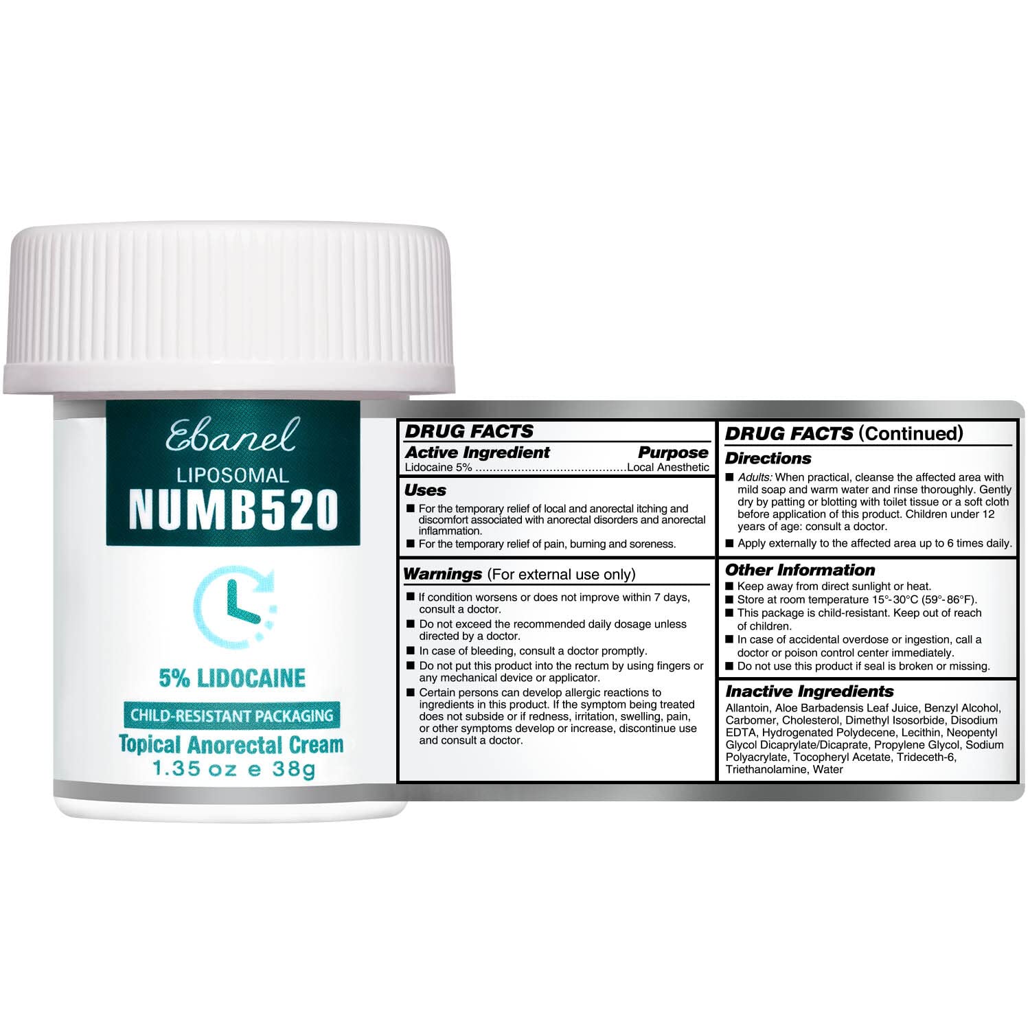 Ebanel 5% Lidocaine Numbing Cream - Maximum Strength Topical Anesthetic for Pain Relief, Burns & Itching - 12 Pack with Allantoin & Vitamin E - Hemorrhoid Treatment & Local Anorectal Uses - Perfect for Tattoo Aftercare, Waxing & Minor Skin Procedures