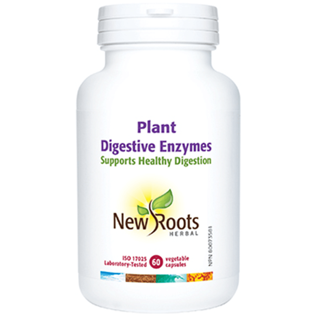 New Roots Plant Digestive Enzymes Supplement - 60 Vegan Capsules for Gut Health & Digestion Support - Ideal for Bloating Relief & Nutrient Absorption