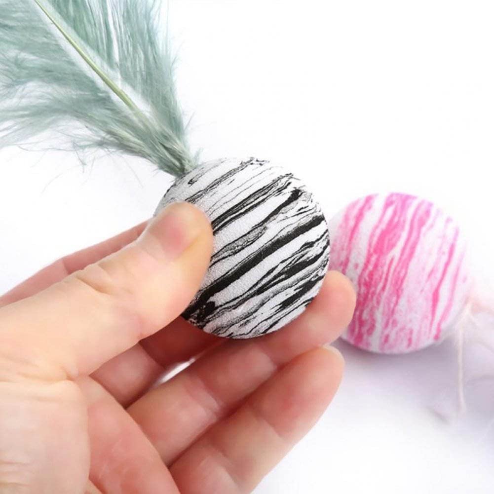 3pcs Bouncy Cat Toys with Feathers - Soft Interactive Kitten Balls for Indoor Play, Exercise & Training - Perfect for Playtime, Bonding & Stimulation