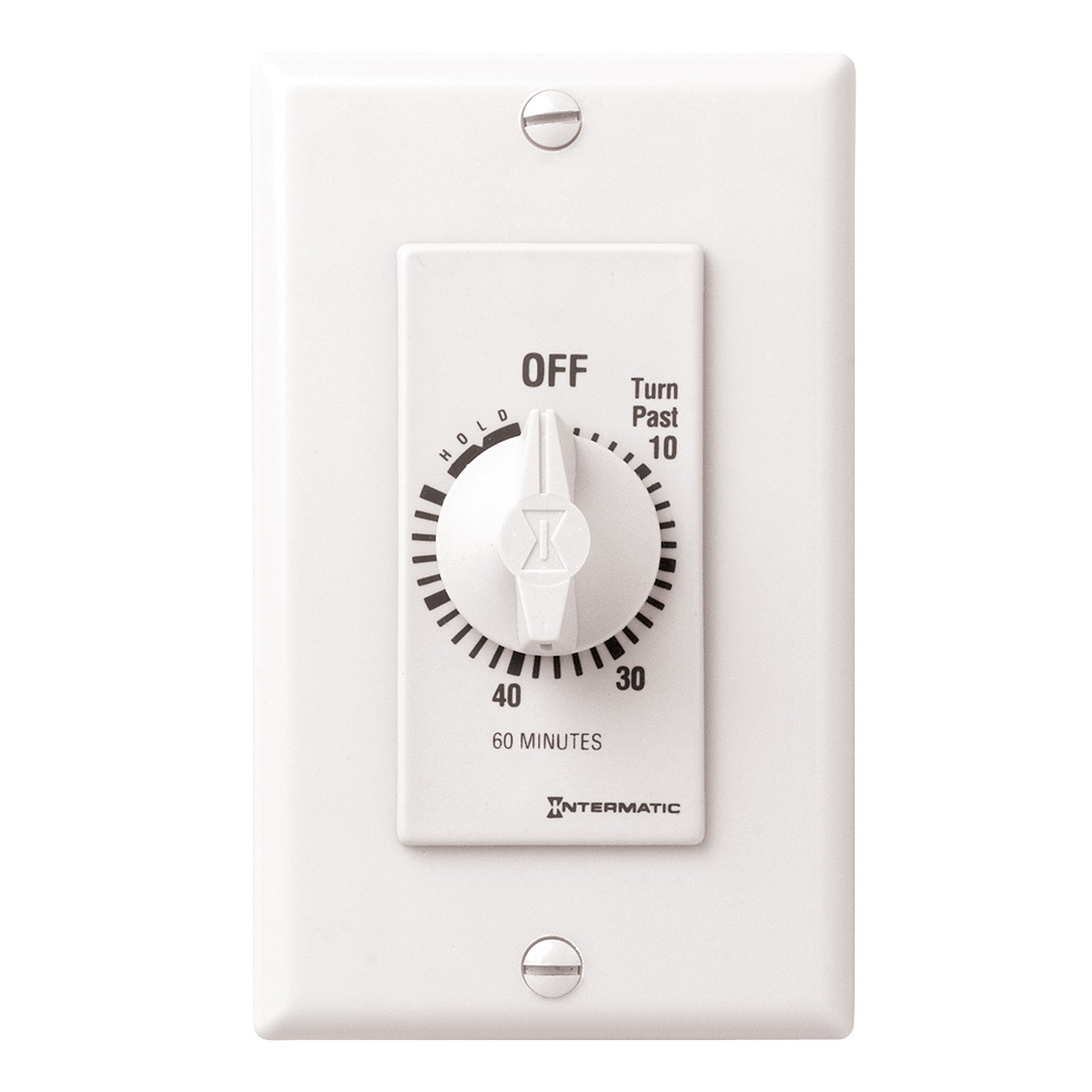Intermatic FD60MHW 60-Minute Spring-Loaded Mechanical Wall Timer, White - Perfect for Home, Office, and Outdoor Lighting Control