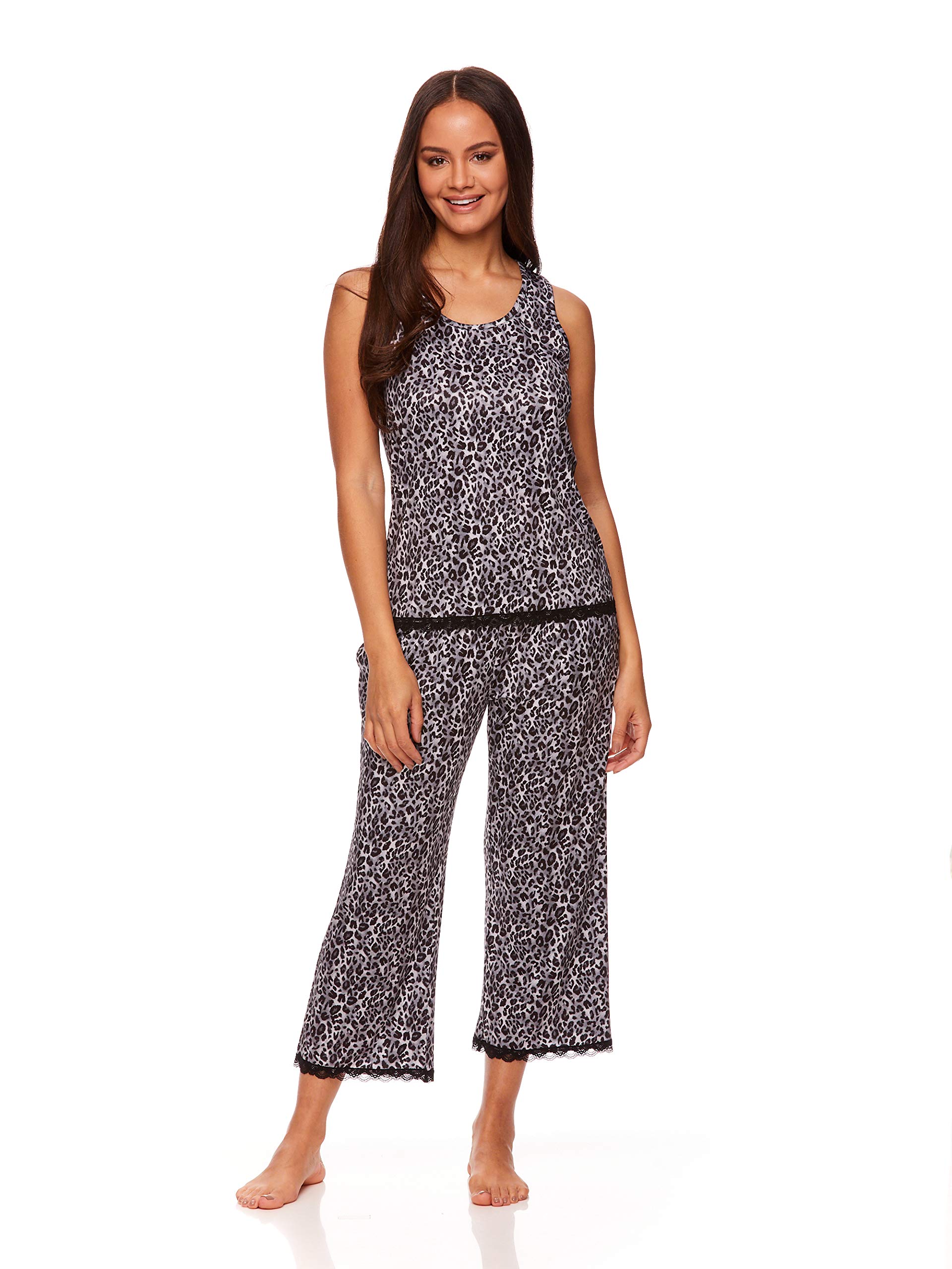 Nanette Lepore Women's Lace Trim Pajama Set - Floral Print Top & Pants Lounge Wear for Sleep & Relaxation | Perfect for Cozy Nights, Spa Days & Gift Giving