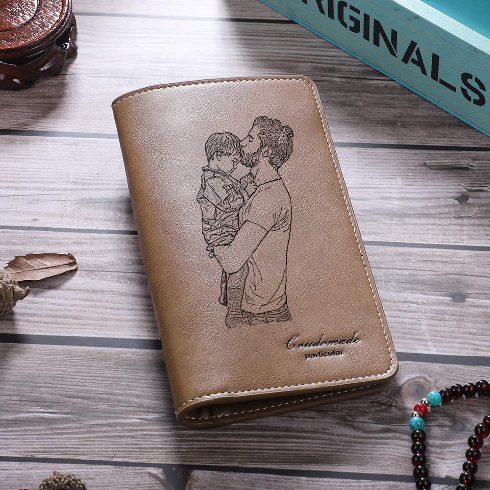 Personalized Leather Wallet for Men - Custom Photo Engraved Bifold Wallet with ID Window | Perfect Gift for Boyfriend, Father, Groomsmen, Husband or Son | Style 12 | Ideal for Everyday Use, Travel & Special Occasions