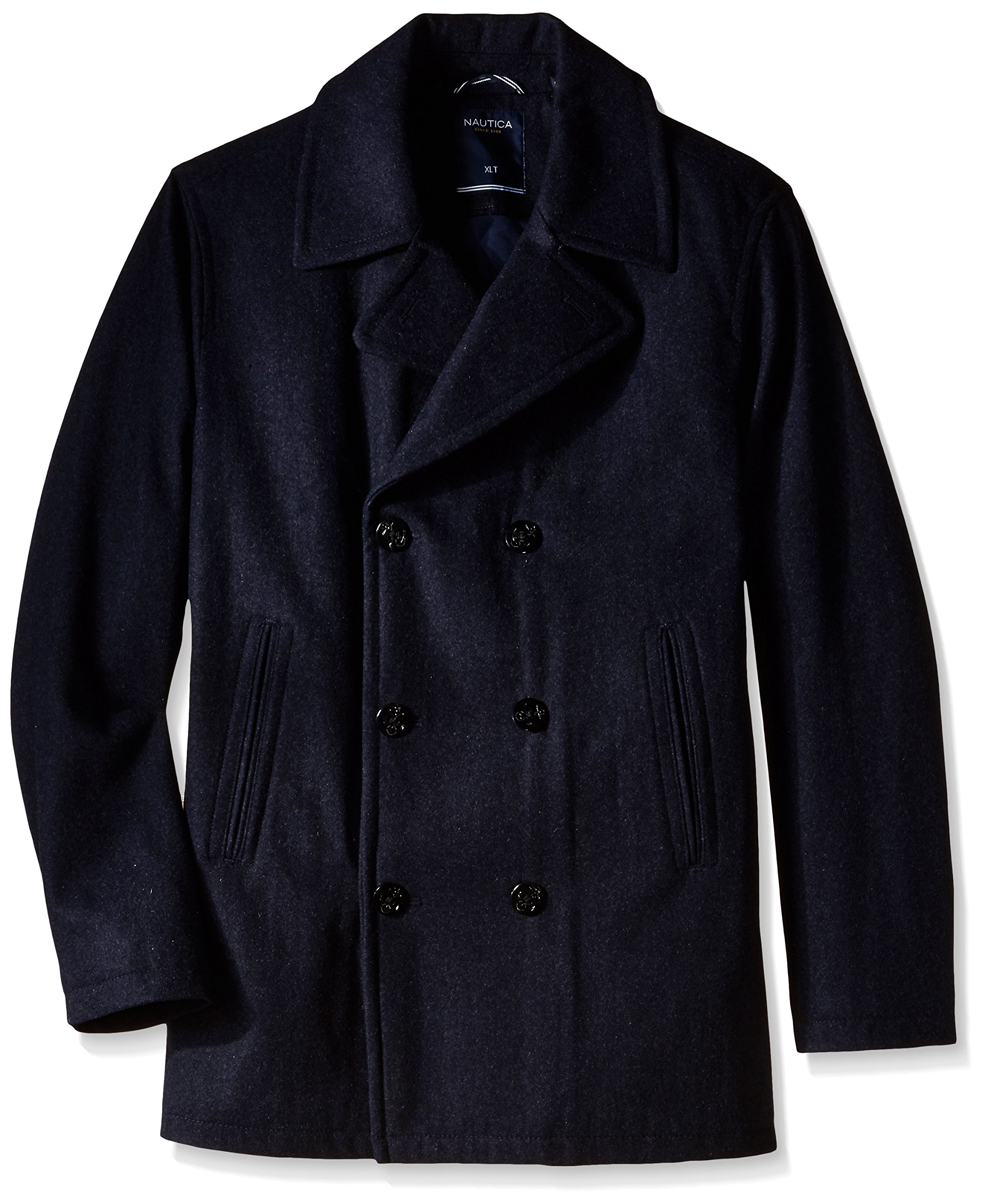 Nautica Men's Big & Tall Wool-Blend Peacoat Jacket - Warm Winter Coat for Casual & Formal Wear | Perfect for Office, Travel & Outdoor Activities