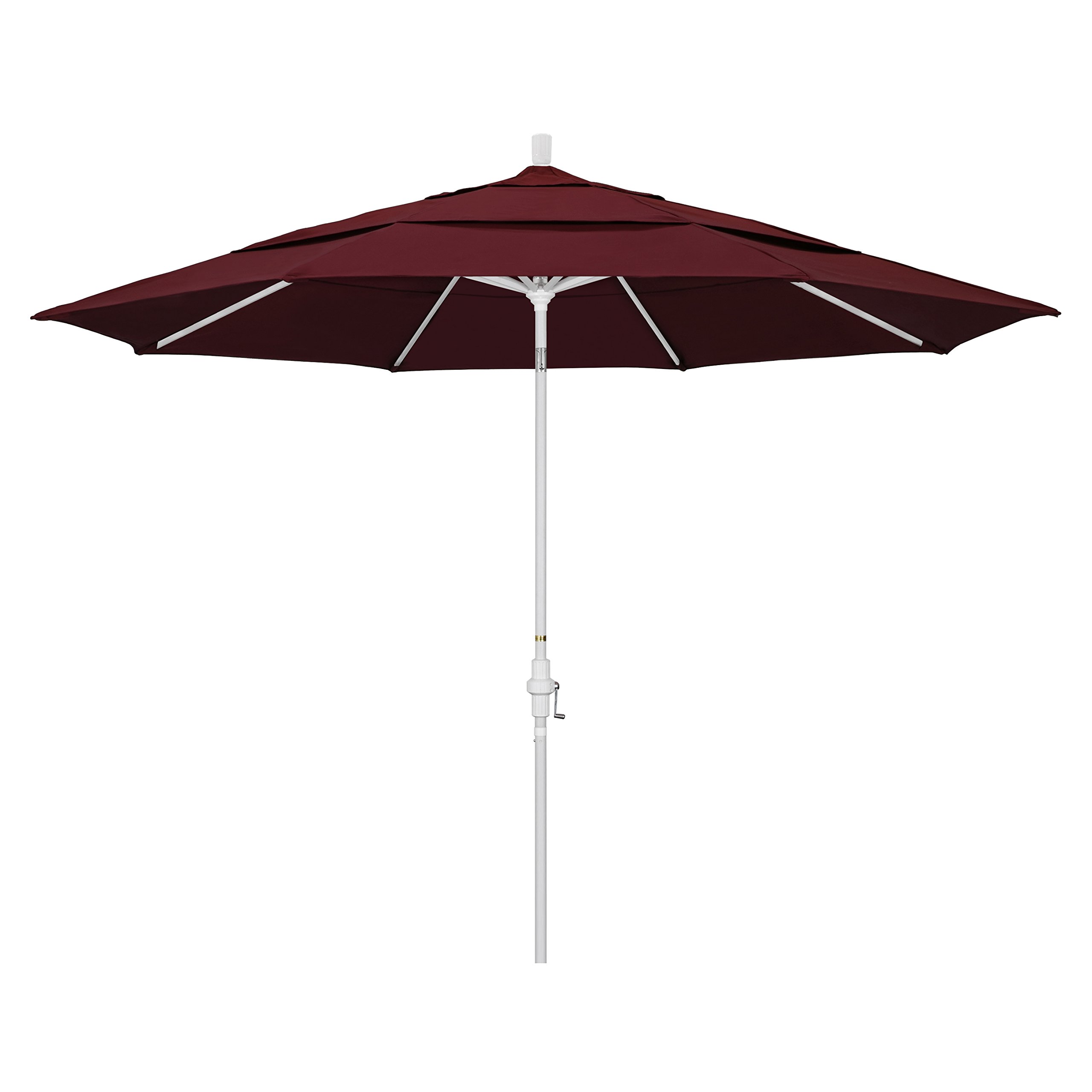 11' Round Aluminum Market Umbrella with Crank & Tilt - Pacifica Burgundy for Patio & Outdoor Dining