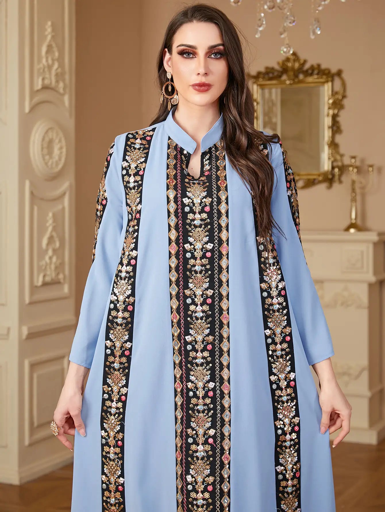 Elegant Eid Caftan Dress for Women - Embroidered Kaftan Jalabiya for Special Occasions & Festivals - Perfect for Eid Celebrations, Weddings, and Holiday Gatherings