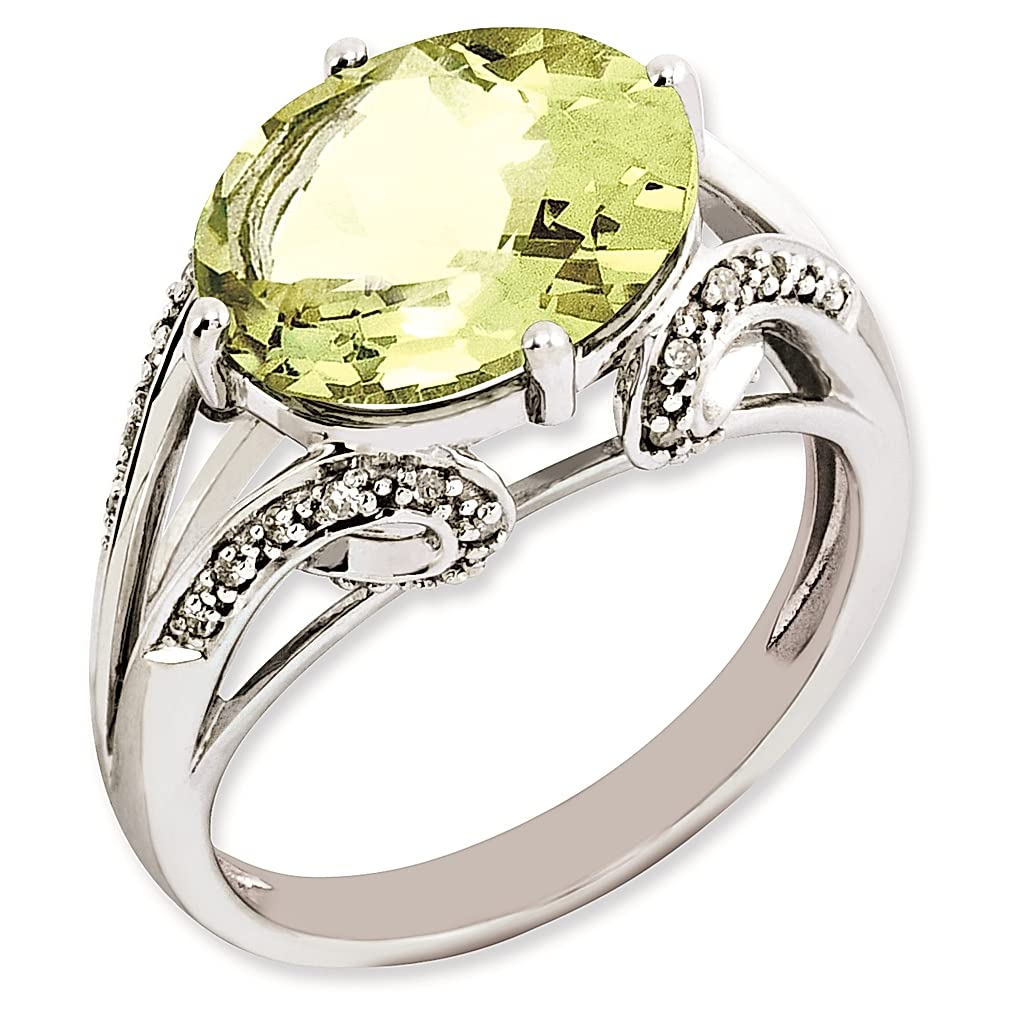 925 Sterling Silver Oval Diamond Lemon Quartz Ring - Elegant Gemstone Jewelry for Women, Perfect Gift for Her - Ideal for Weddings, Anniversaries & Special Occasions