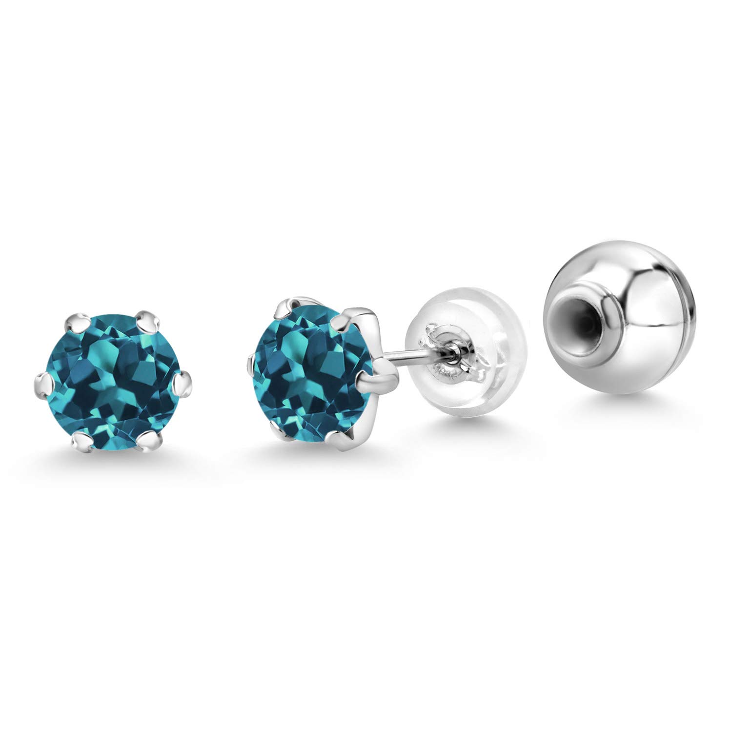 Gem Stone King 6MM Round Gemstone Birthstone Stud Earrings for Women & Men | Pure PT900 Platinum 900 Six Prong Setting | Elegant Platinum Jewelry for Gifts, Anniversaries & Everyday Wear