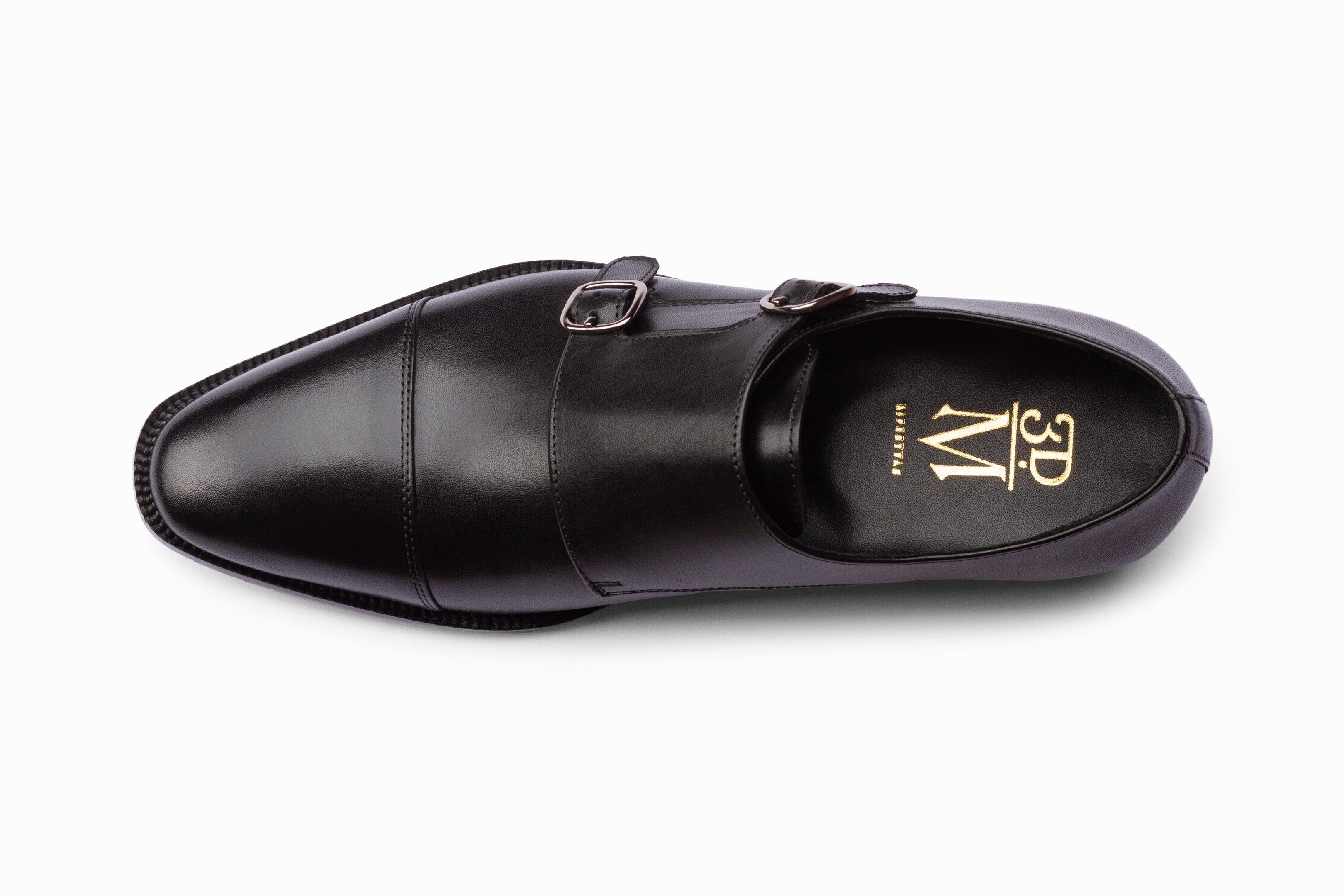 Men's Black Toecap Double Monk Strap Dress Shoes - Classic Formal & Business Attire for Office, Weddings & Special Occasions