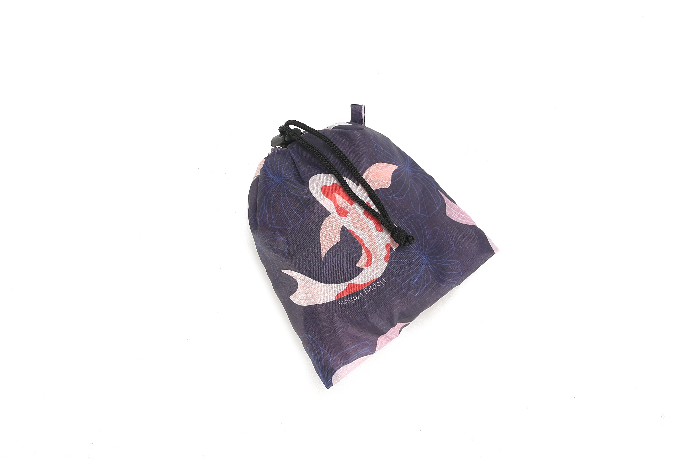 Foldable Tote Bag Jacqueline Koi Navy Blue - Stylish & Portable Reusable Shopping Bag for Groceries, Beach, Travel & Work