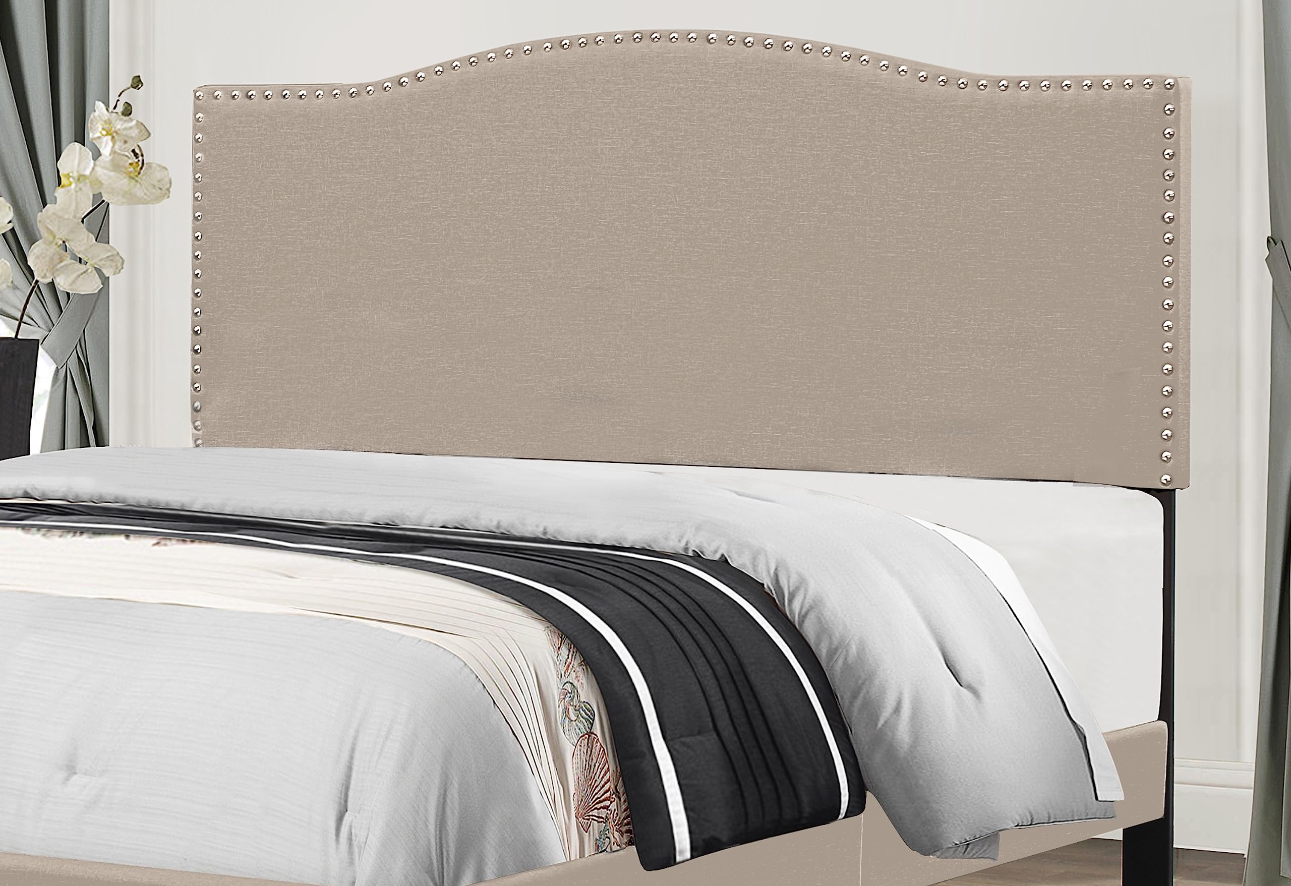 Hillsdale Furniture Kiley Upholstered Headboard with Frame - Full/Queen Size in Fog Gray - Perfect for Bedroom Makeover & Cozy Home Decor