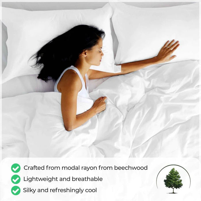Premium 300 Thread Count Modal Duvet Cover Set - Soft & Breathable Beechwood Fabric - Perfect for Bedroom, Hotel, and Guest Room Comfort